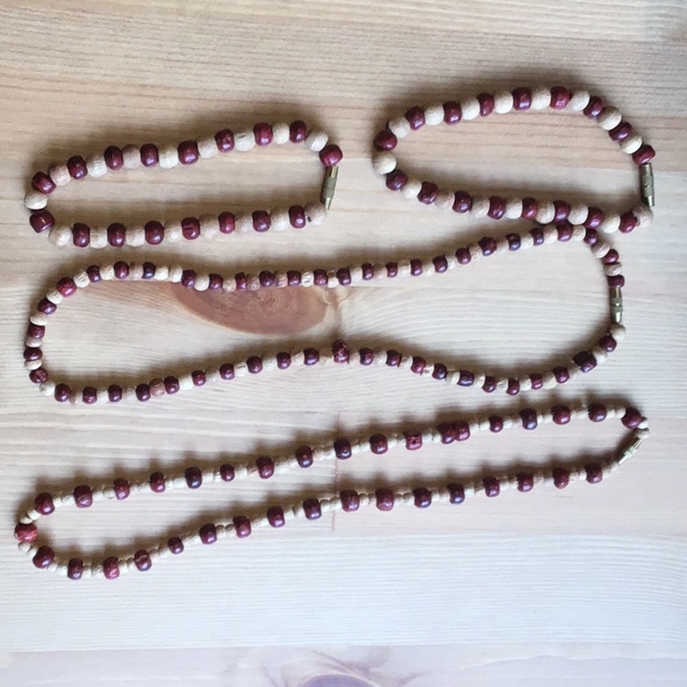 Beaded necklace, bracelet, anklet set